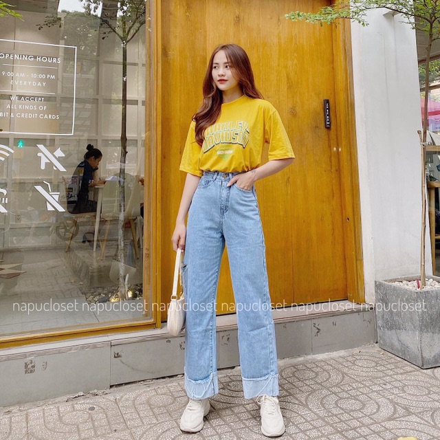 Quần Ống Rộng Big Size Đậm / Nhạt - Quần Jean Ống Rộng Lật Lai PHOM TO - Cắt Rách 1 Hông Đùi | BigBuy360 - bigbuy360.vn