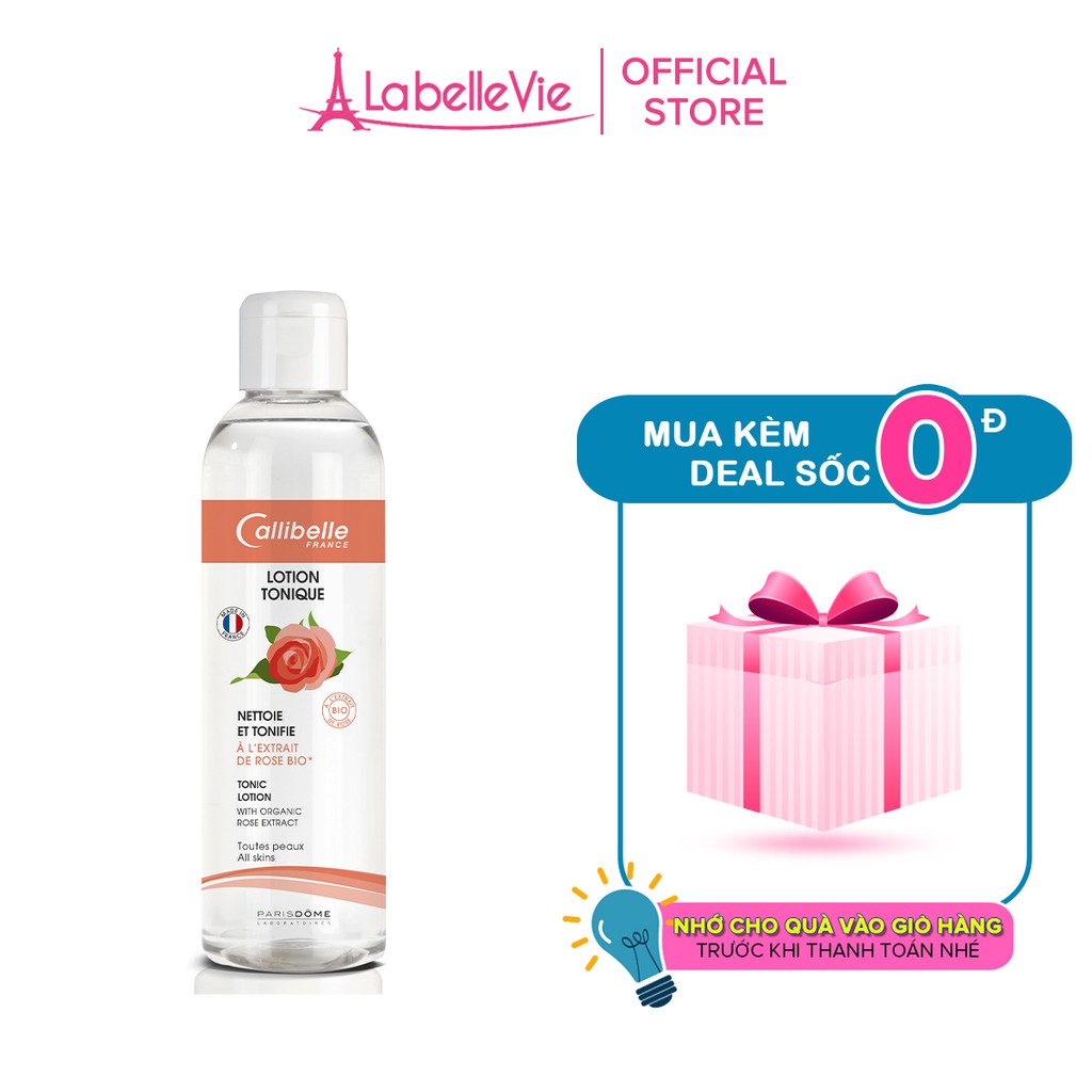 Nước hoa hồng hữu cơ dưỡng da, tái tạo da và se khít lỗ chân lông Callibelle 250ml (0904)