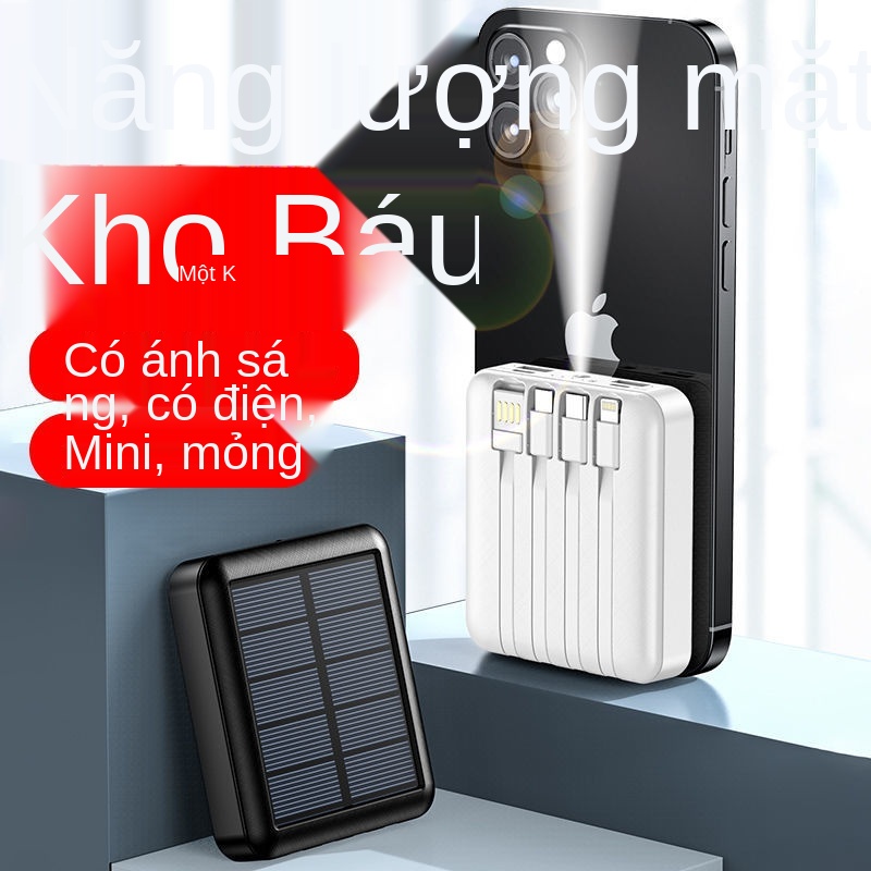 ™□✁pin sạc dự phòng 20000mah Ngân hàng điện di động nhanh dung lượng cao nhỏ với cáp năng mặt trời riêng, thoại phổ thôn