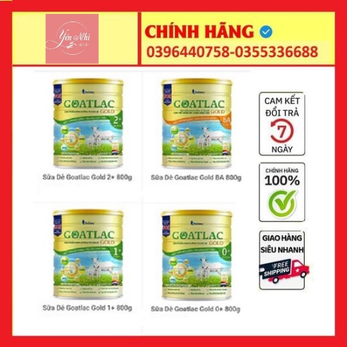 [NHẬP MÃ MUỖNG ĐỔI QUÀ] Sữa dê Goatlac Gold 0+ 1+ 2+ BA mẫu mới lon 800g