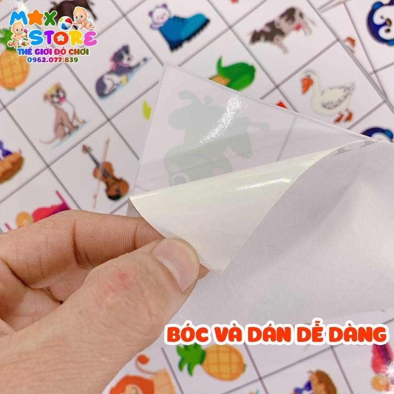 Tờ Sticker Bóc Dán 50 Kí Hiệu Ca Cốc Bàn Chải Cho Trường Mầm Non