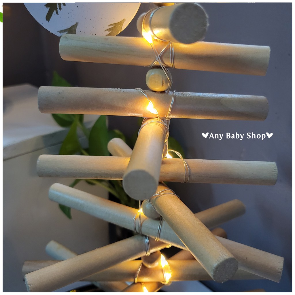 Đèn led cây thông Noel bằng gỗ mini vintage vừa decor phòng vừa làm đèn ngủ siêu lung linh(tặng kèm pin - phụ kiện)❣❣