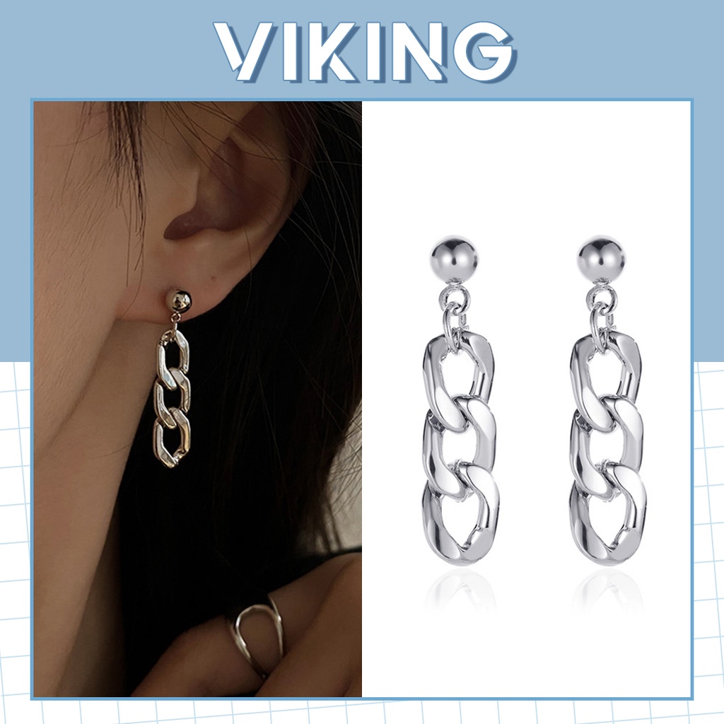 Khuyên Tai Nữ Bông Tai Nữ Thép Titan Không Gỉ Dáng Xích Nhỏ Đơn Giản C23