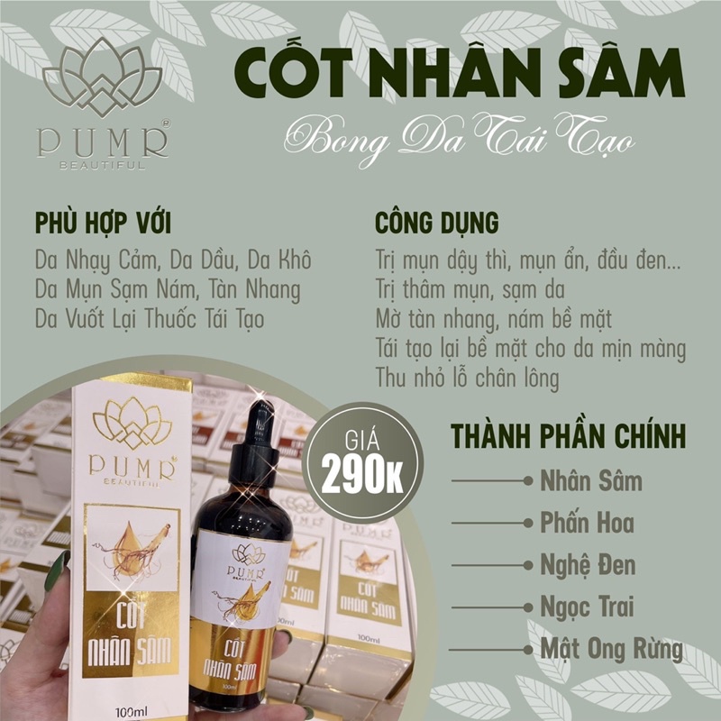 Cốt nhân sâm tái tạo da Pumr chính hãng Giảm thâm mụn, tàn nhang