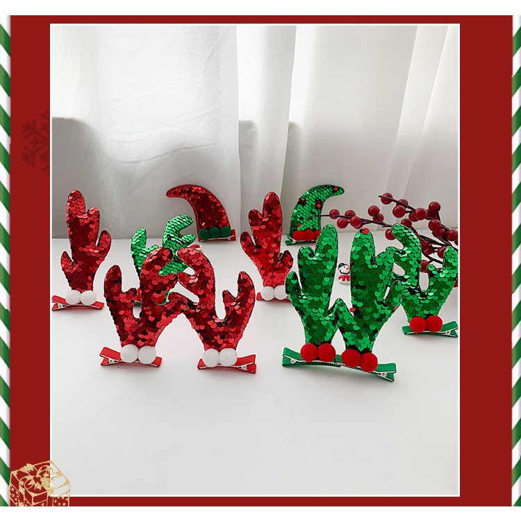 Kẹp tóc kiểu sừng tuần lộc đính kim sa long lanh thời trang