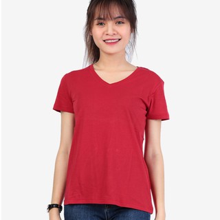 ÁO THUN TRƠN NỮ NHẬT BẢN 100% COTTON THOÁNG MÁT - CỔ TIM - ĐỎ TƯƠI