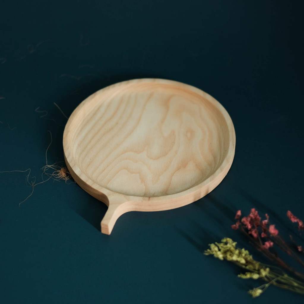 Khay gỗ tròn tay cầm, Khay gỗ tần bì, woodentray