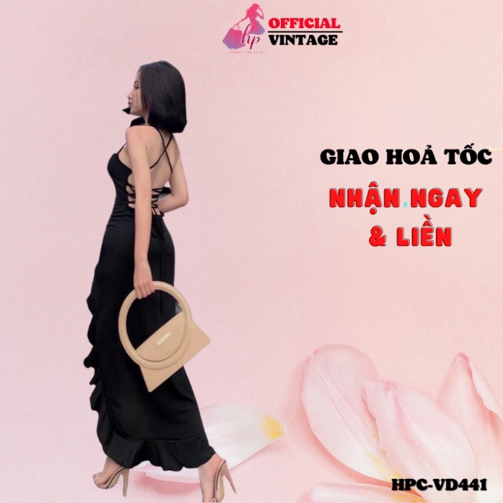 Đầm body nữ hở lưng xẻ tà màu đen, váy đan dây  sang chảnh dự tiệc VD441  -MM