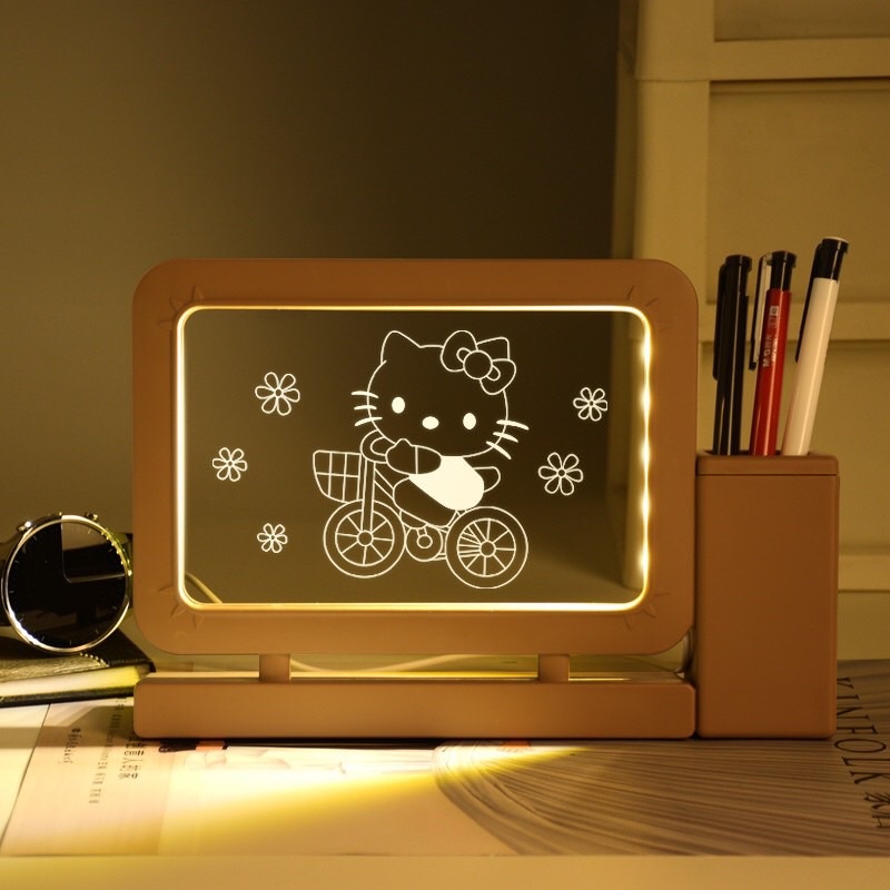 Đèn ngủ Led 3D kèm hộp đựng bút dễ thương để bàn,trang trí phòng ngủ