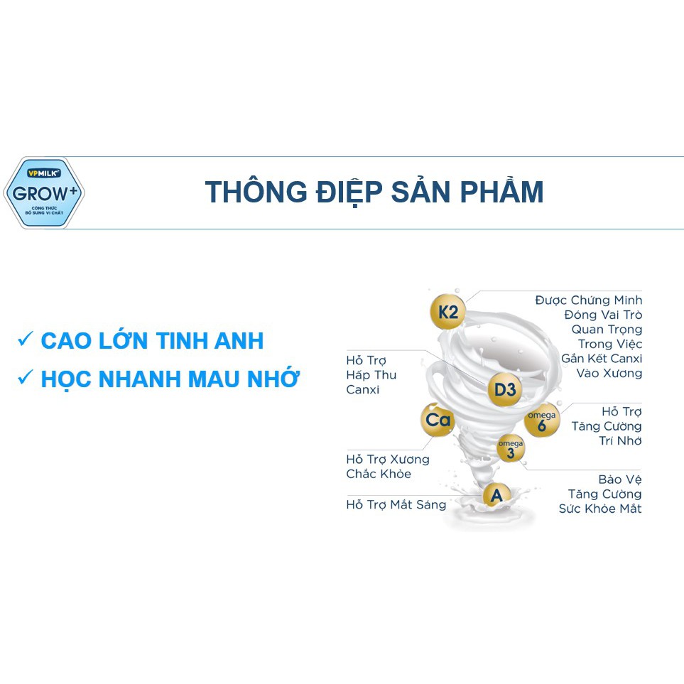 [Set 4 Hộp 110ml] Sữa Tươi Tiệt Trùng VPMilk Grow+ Vị Dâu, Vị Chuối 110ml