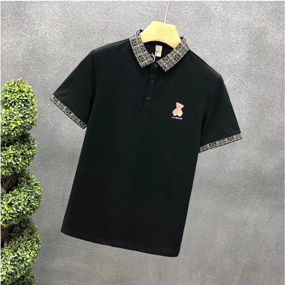 Áo Thun polo Ngắn Tay Thêu Hình Gấu Độc Đáo Phong Cách Hàn Quốc Thời Trang Mùa Hè Mới Cho Nam