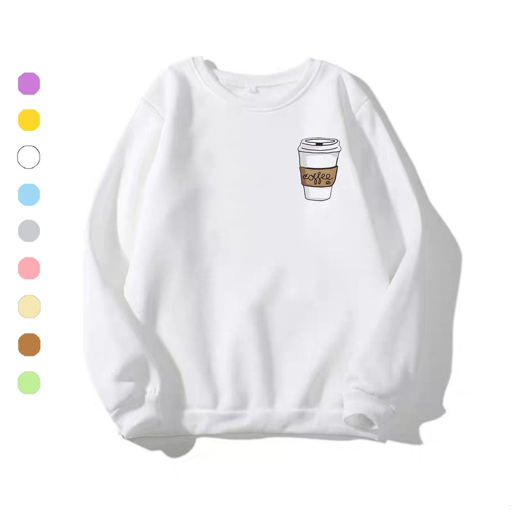 Áo sweater nam nữ in hình ly Cà Phê dễ thương, chất nỉ dày dặn, hợp làm áo cặp William - DS128 | BigBuy360 - bigbuy360.vn