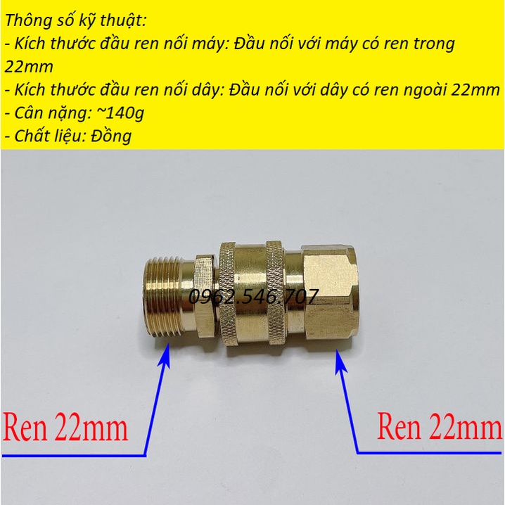 Khớp nối nhanh, Khớp nhanh máy rửa xe ren 22mm, Chống xoắn dây rửa xe