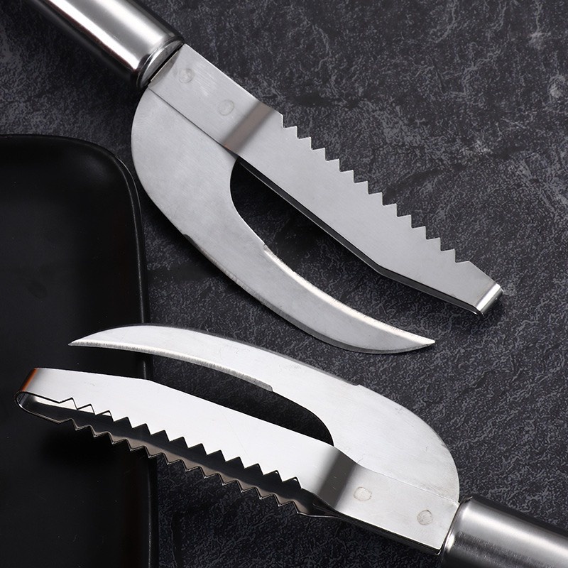 Dao Mổ Cá Đánh Vẩy 2in1 Đa Năng Được Làm Bằng Thép Không Gỉ Tiện Ích