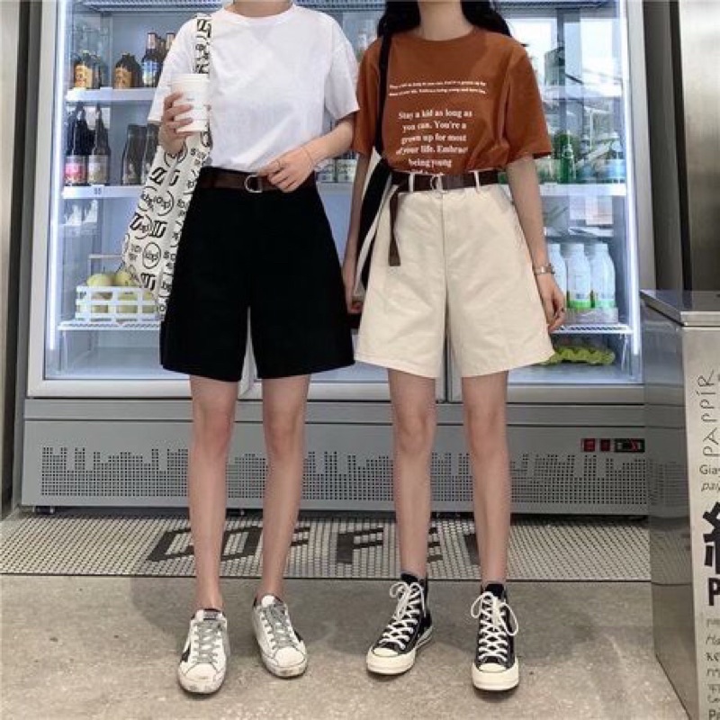 Quần Sooc Ống Rộng Khoá Nhật Chất Liệu Vải Kaki Cotton, Bền Màu -dobauxinh