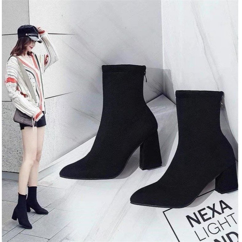 Giày Bốt Nữ Da Lộn Cao Cấp Hót Trends, Bốt nữ cổ cao gót vuông 7cm HÀNG SIÊU HOT - KÈM ẢNH THẬT | BigBuy360 - bigbuy360.vn