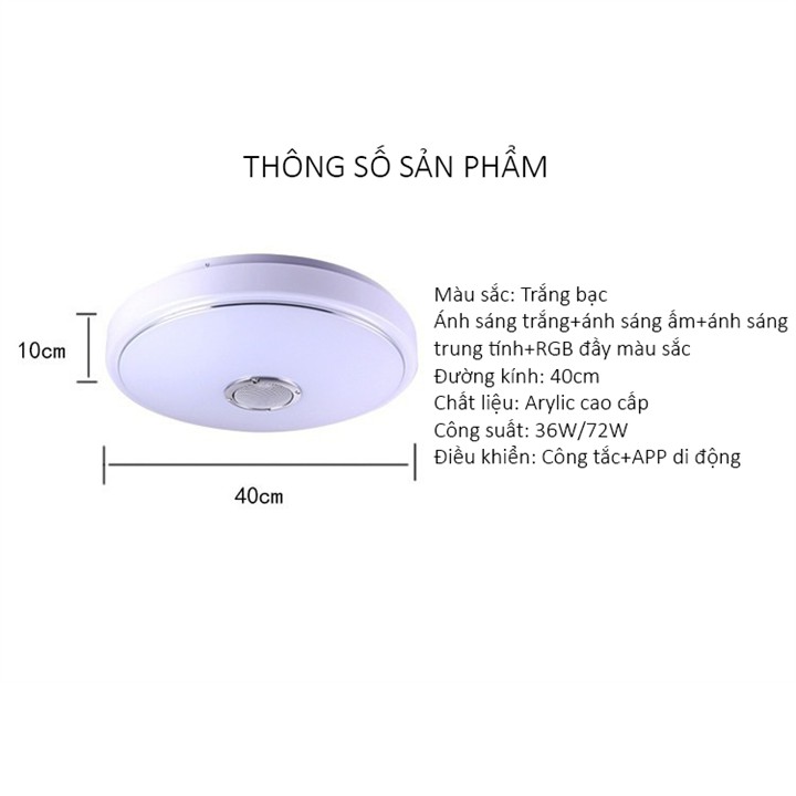 ĐÈN ỐP TRẦN 120 LED RGB KIÊM LOA KHÔNG DÂY BLUETOOTH NGHE NHẠC TRỰC TIẾP TRÊN ĐIỆN THOẠI