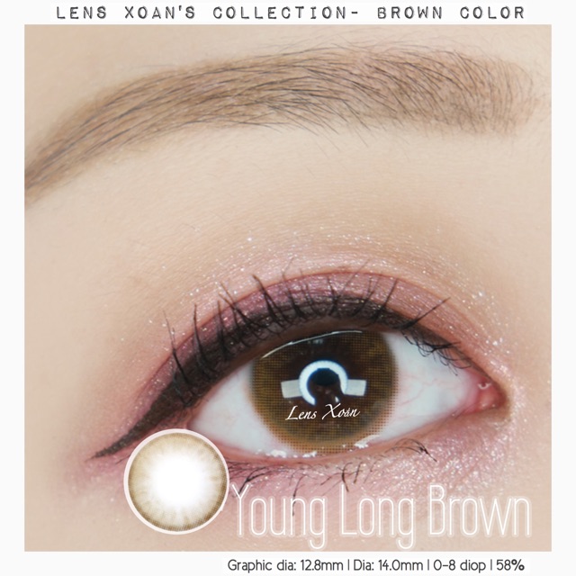 KÍNH ÁP TRÒNG YOUNG LONG BROWN - LENS ME ( LENS XOẮN): NÂU TRÀ TRONG