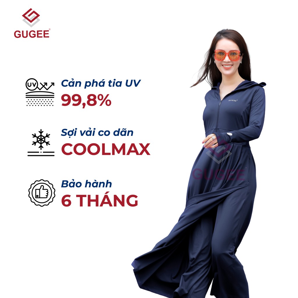 Váy liền thân chống nắng nữ GUGEE cản tia UV 99,8% vải COOLMAX thoáng mát ANV002