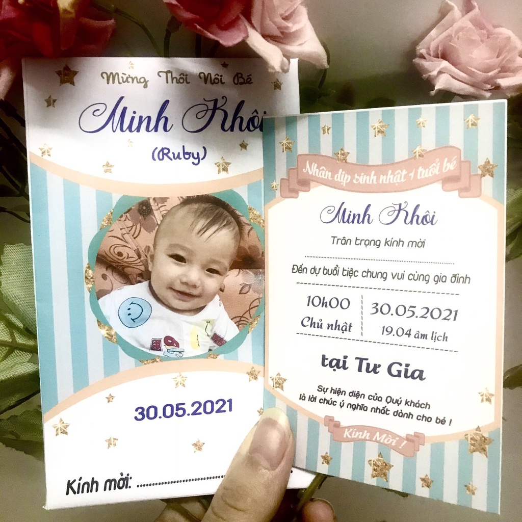 Set 10 Thiệp mời sinh nhật ghép hình và in nội dung theo yêu cầu