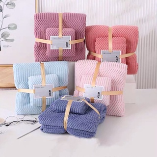 Combo khăn tắm và khăn mặt hàn quốc bằng vải cotton cao cấp siêu mềm mịn