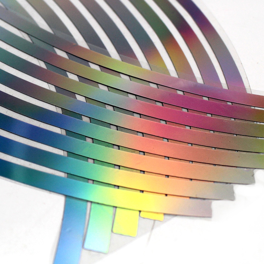 Miếng dán trang trí vành bánh xe hơi thời trang màu phản quang 16 sọc laser 10/12/14/18 inches