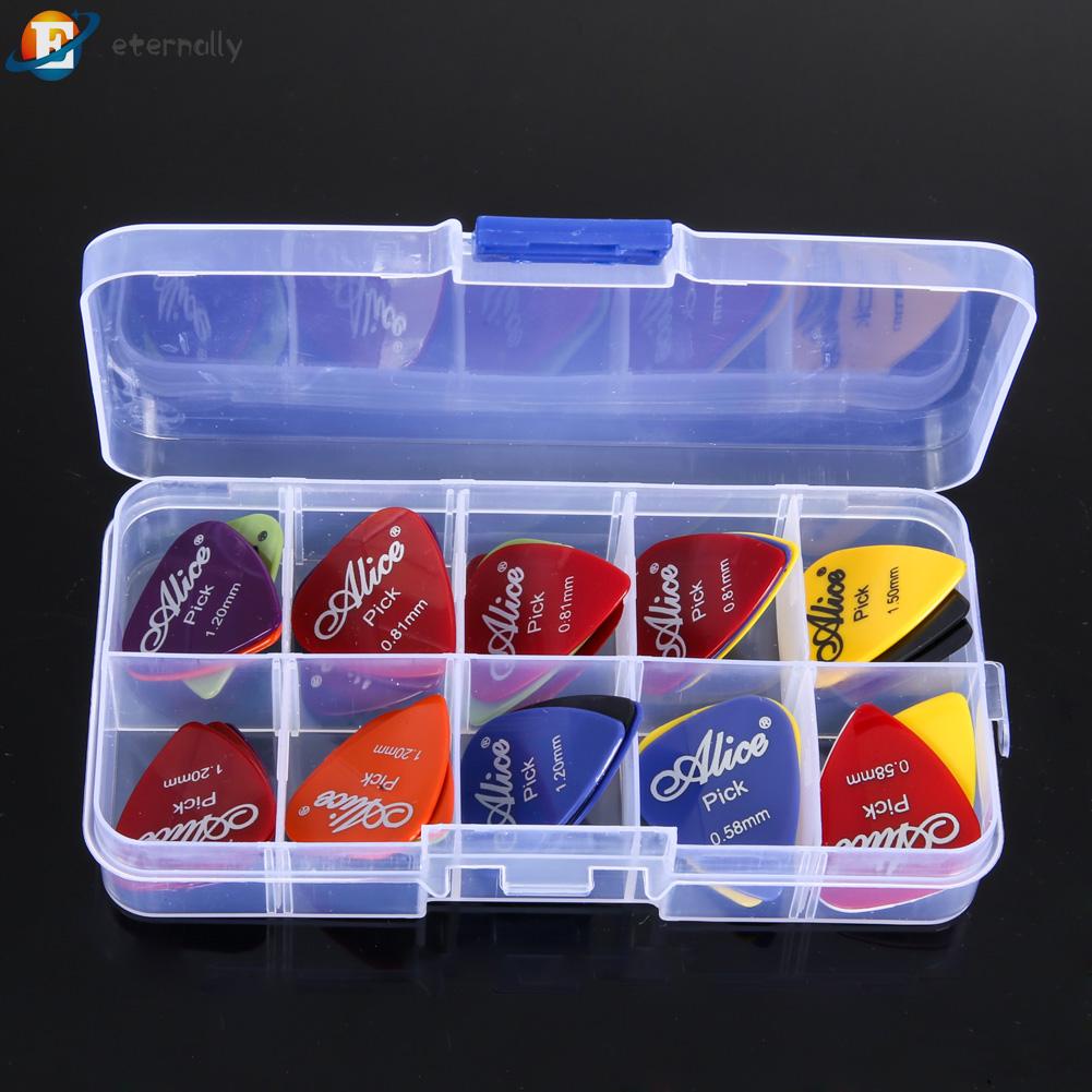 Set 40 miếng pick nhựa ABS gảy đàn guitar dân gian bass điện acoustic với hộp đựng ngẫu nhiên