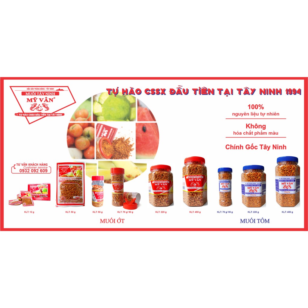 MUỐI ỚT TÂY NINH MỸ VÂN 50g - TỰ HÀO CSSX ĐẦU TIÊN TẠI TÂY NINH