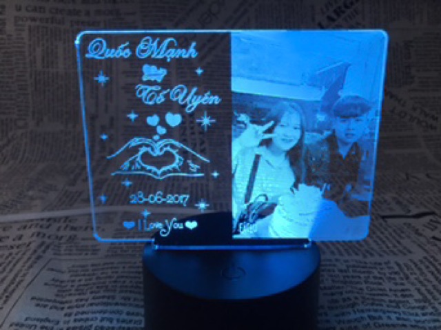 Đèn ngủ led 3d Khung chữ nhật khắc hình ảnh quà tặng theo yêu cầu