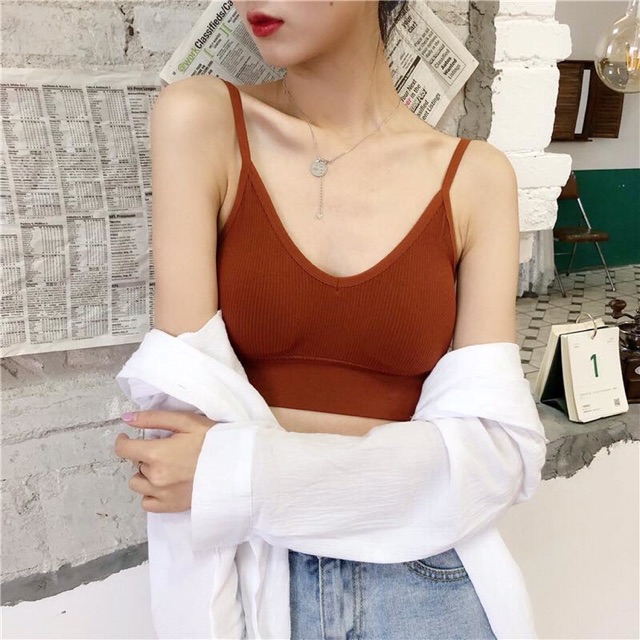 Áo bra chữ U xuất, có mút sẵn, thoải mái hàng xịn xuất chất mềm êm cực thích, freesize đủ màu
