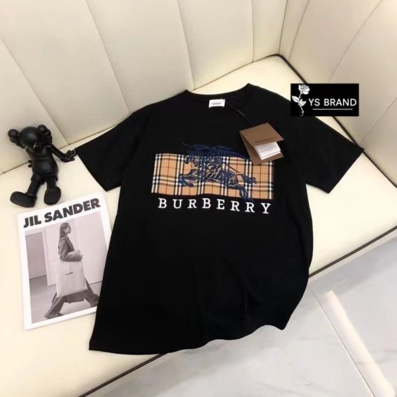 Áo Thun cotton Ngắn Tay In logo Burber Thời Trang Cho Nam / Nữ