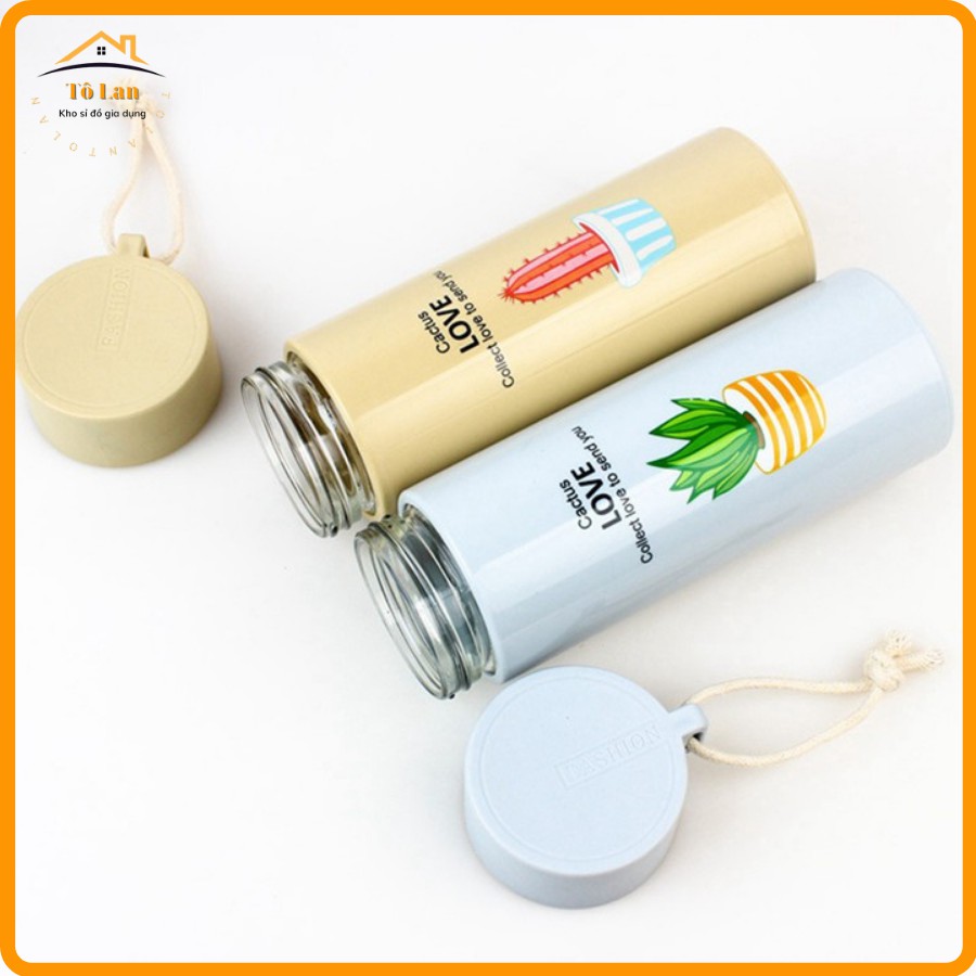 Bình Giữ Nhiệt Vỏ Nhựa Lõi Thủy Tinh / Bình Đựng Nước Xương Rồng 450ml | BigBuy360 - bigbuy360.vn