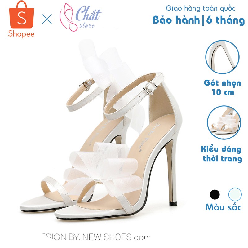 Giày cao gót nữ thời trang đính nơ nữ tính sang trọng