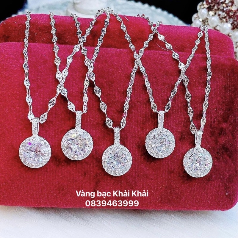 Dây chuyền nữ bạc S925 mặt đính đá , dây phay - Vàng bạc Khải Khải