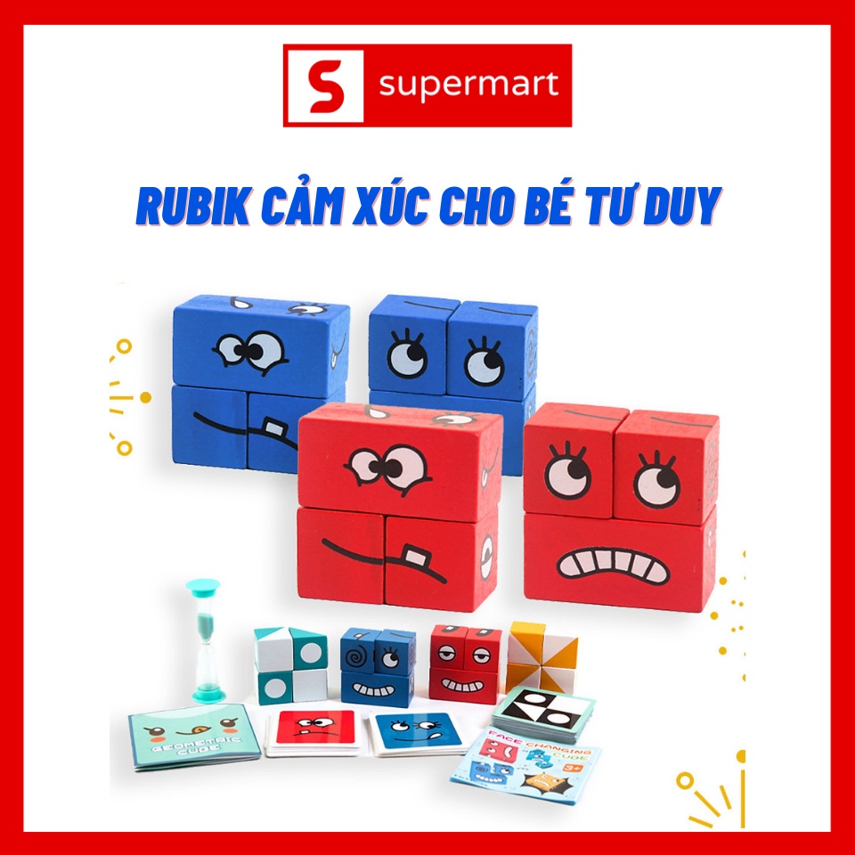 Đồ Chơi Rubik Cảm Xúc Ssupermart, Khối Hộp Bằng Gỗ Cao Cấp, Giúp Bé Phát Triển Tư Duy Và Nhận Biết