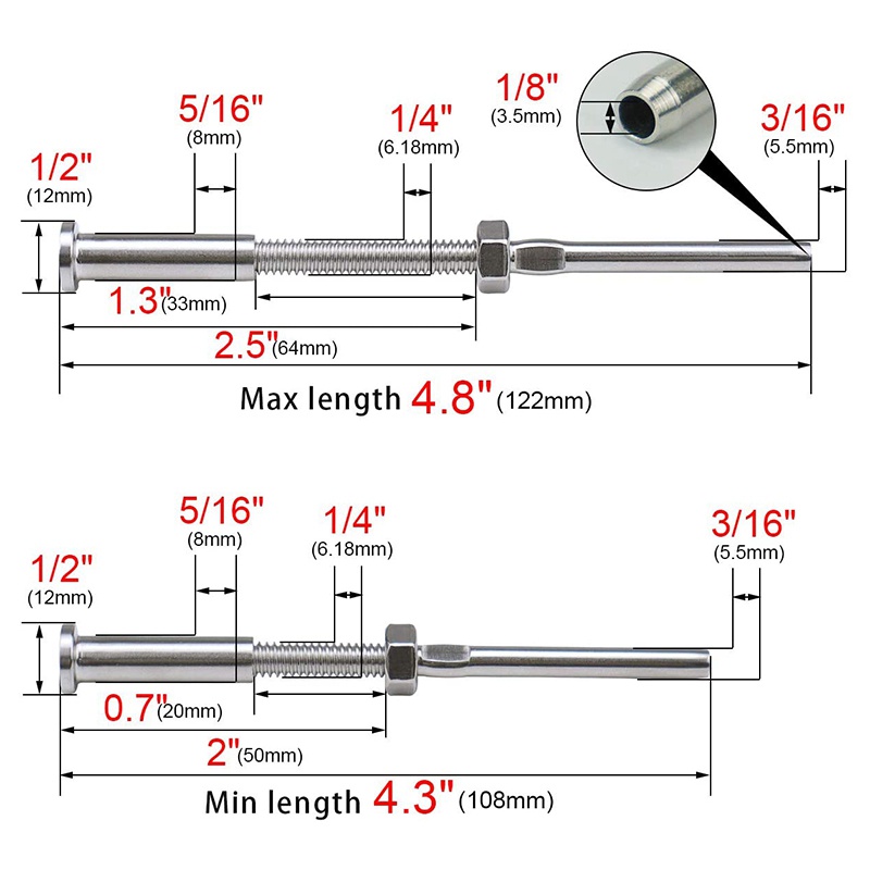 Set 20 Đầu Nối Dây Cáp 1 / 8 inch Hình Lục Giác Vô Hình Tiện Dụng
