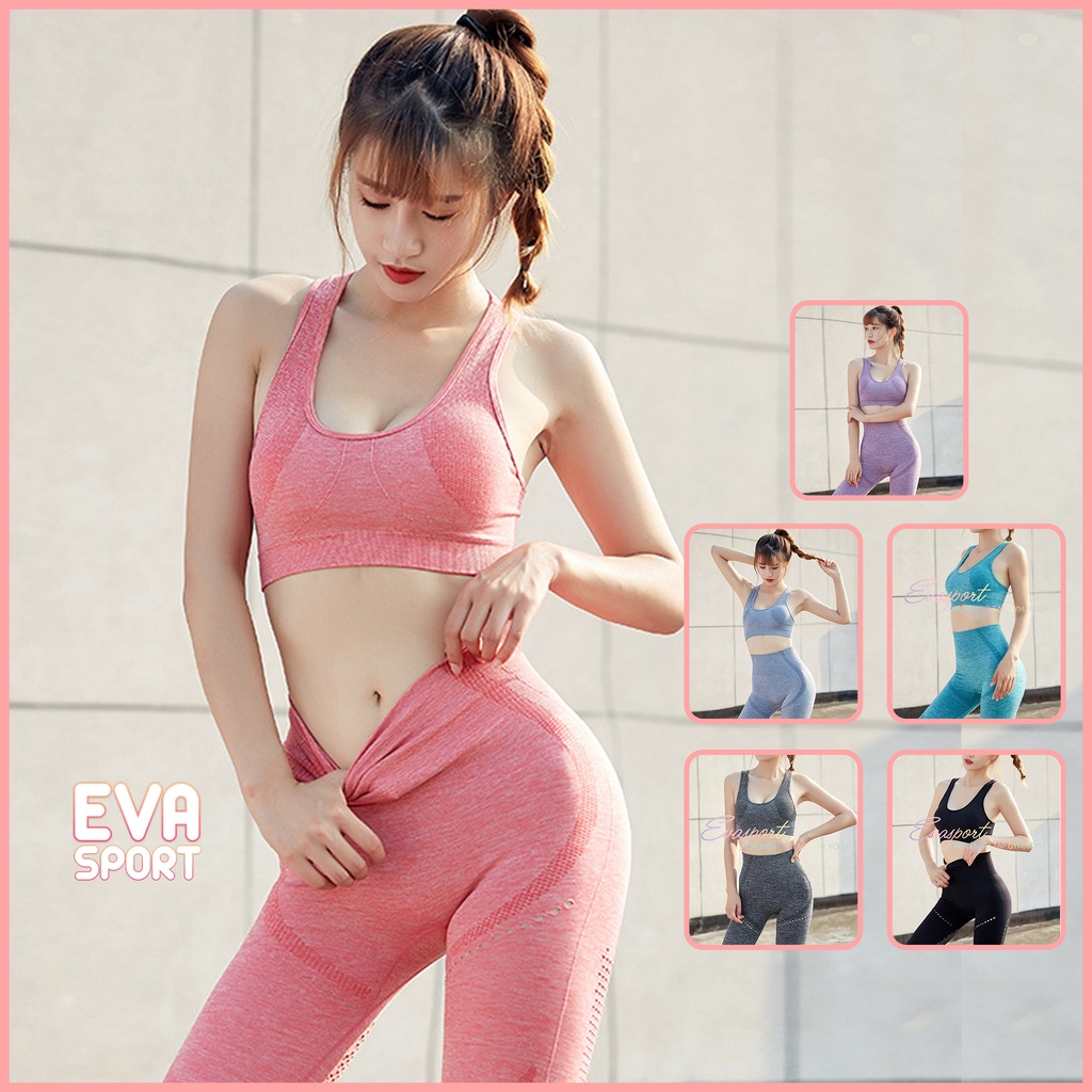 Set Đồ Tập Gym Nữ Dệt Kim Gồm Bra Và Quần Legging Tập Gym Yoga Aerobic Thể Thao Evasport