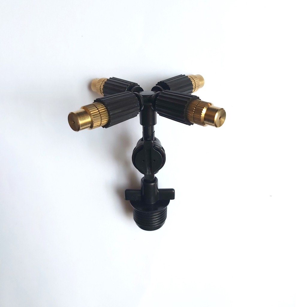 Béc Phun Sương Tưới Lan 4 Hướng Đầu Đồng, Kèm Ren Nối Ống 21mm Và Van Điều Áp