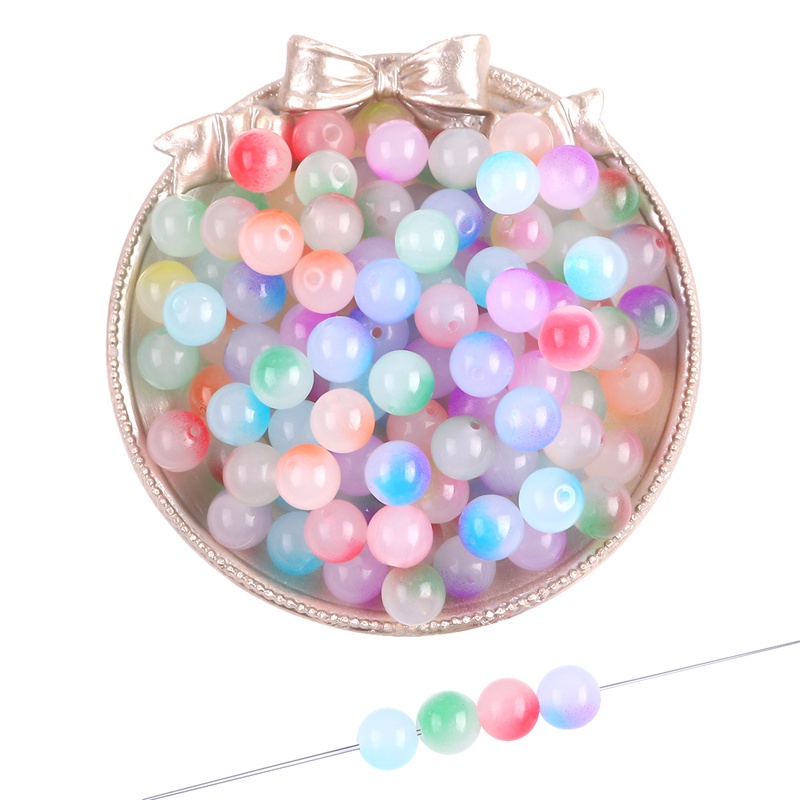 Bộ 25 hạt pha lê thủy tinh màu kẹo hỗn hợp 10mm làm trang sức thủ công