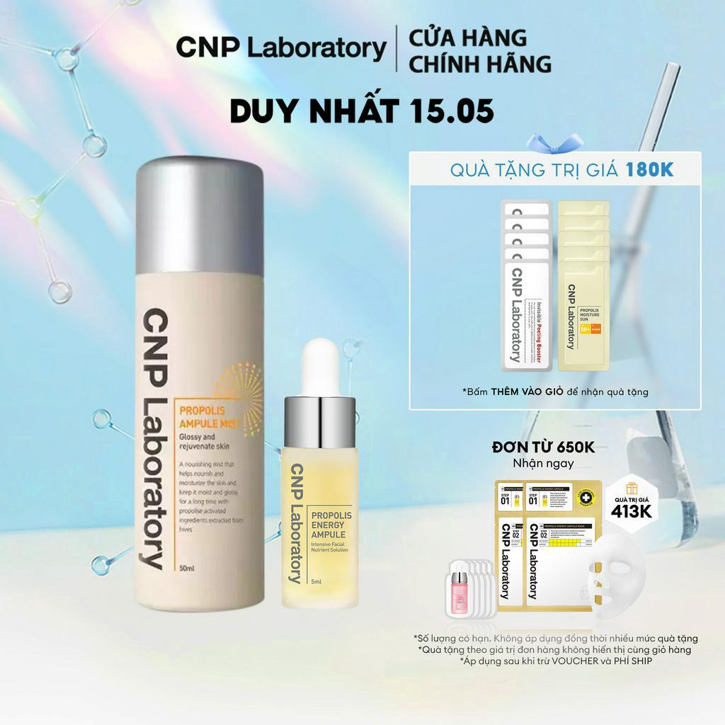 [Mã COSCNBE6 giảm 10% đơn 500K] Combo Xịt khoáng tinh chất keo ong CNP Laboratory Propolis và Tinh chất keo ong 5ml