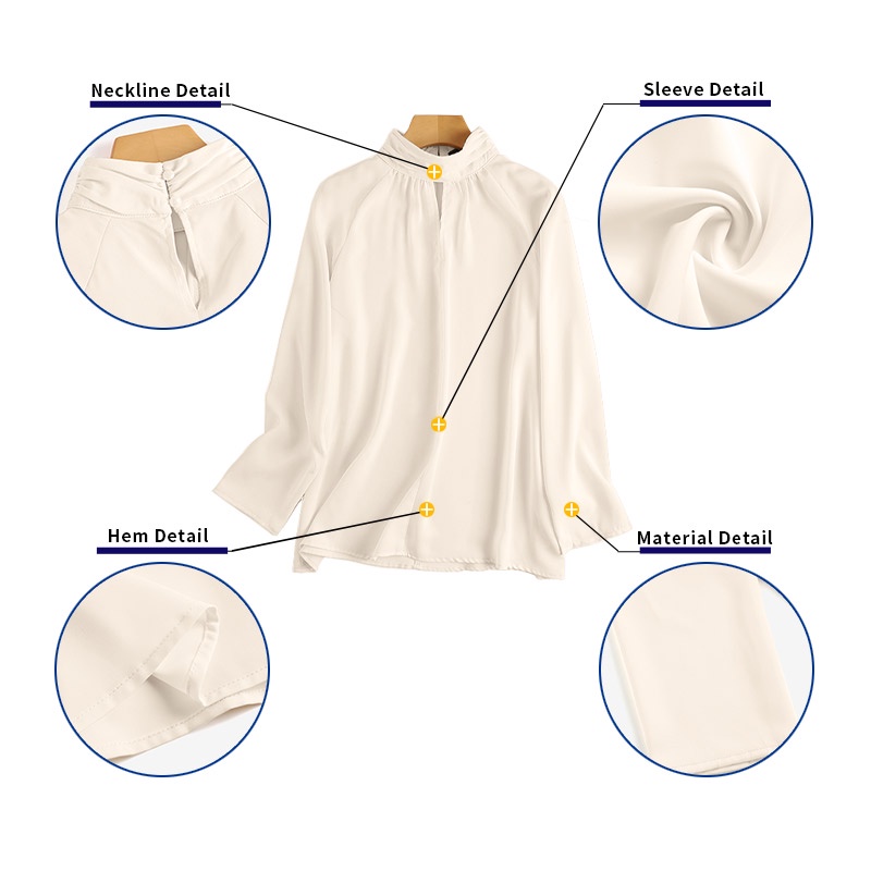 Áo kiểu ZANZEA tay phồng cổ đứng màu trơn thời trang cho nữ