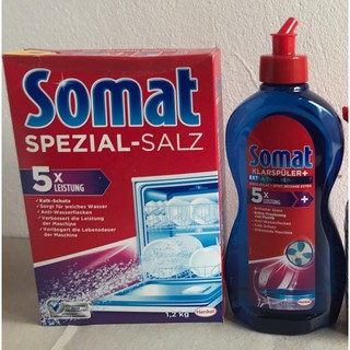 Nước làm bóng somat 750ml + combo muối rửa bát 1,2kg