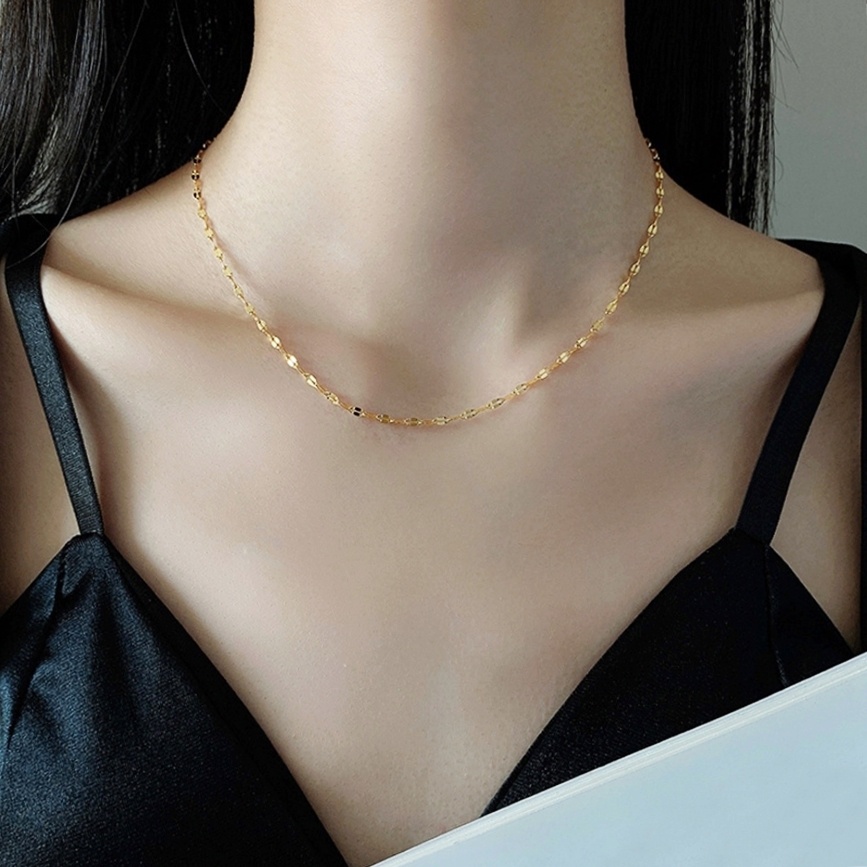 Dây chuyền titan nữ không mặt dây mắt xích dẹp thời trang sáng màu lấp lánh