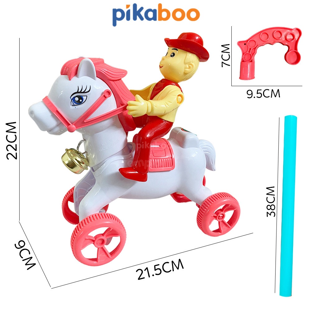 (Summer Sale 50%) Đồ chơi xe đẩy Pikaboo hình con ngựa, xe kem, kì lân ngộ nghĩnh, chuyển động vui mắt và có âm thanh