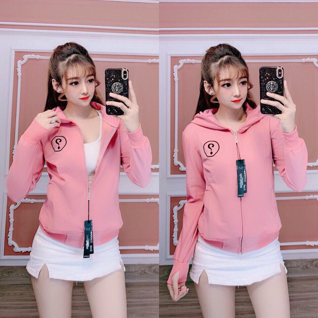 [Đẹp quá] Áo khoác nữ thun thêu hỏi đẹp xinh phối nón khoát mịn màng trẻ trung | BigBuy360 - bigbuy360.vn