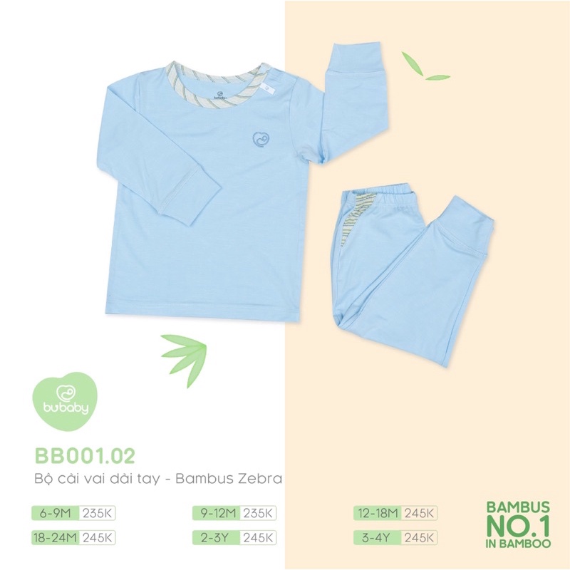 Bu sale up to 50%Bubaby! Bộ quần áo dài tay Bambus Zebra cho các bé từ 6m-4y hãng bu!