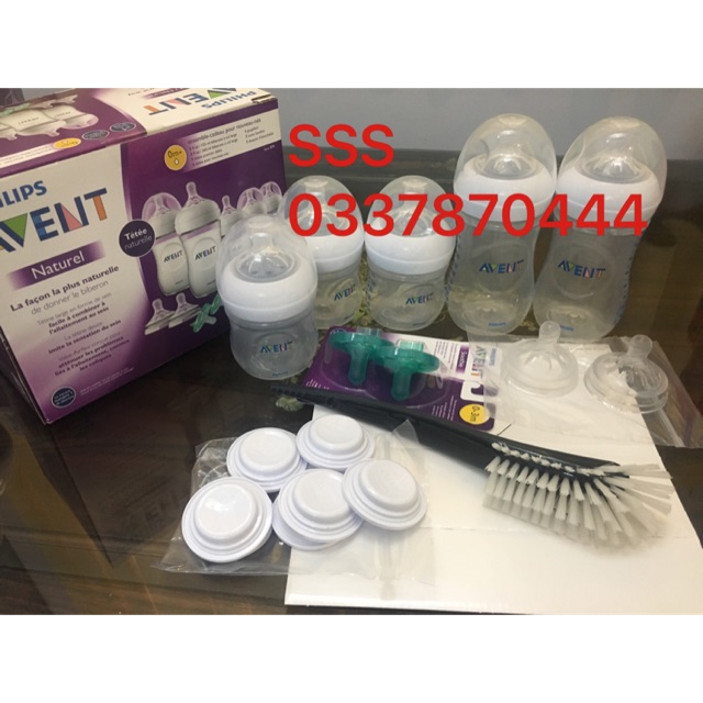Set bình sữa Avent natural 125ml,260ml