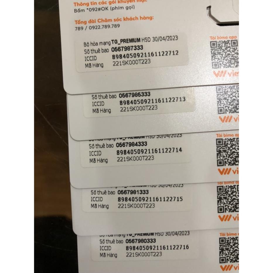 Sim 4G Tam Hoa 333 vietnamobile có sẵn tháng đầu mỗi ngày 8GB gọi nội mạng miễn phí 45 phút liên mạng tặng 90k tkc