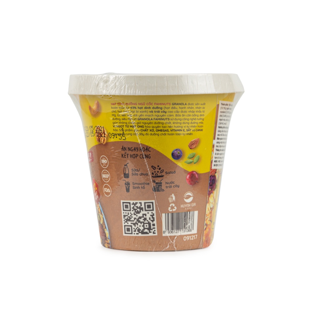 Hạt Dinh Dưỡng Ngũ Cốc Granola FAMINUTS - Ngũ Cốc Mix Hạt Dinh Dưỡng Hỗ Trợ Giảm Cân Ly 42g