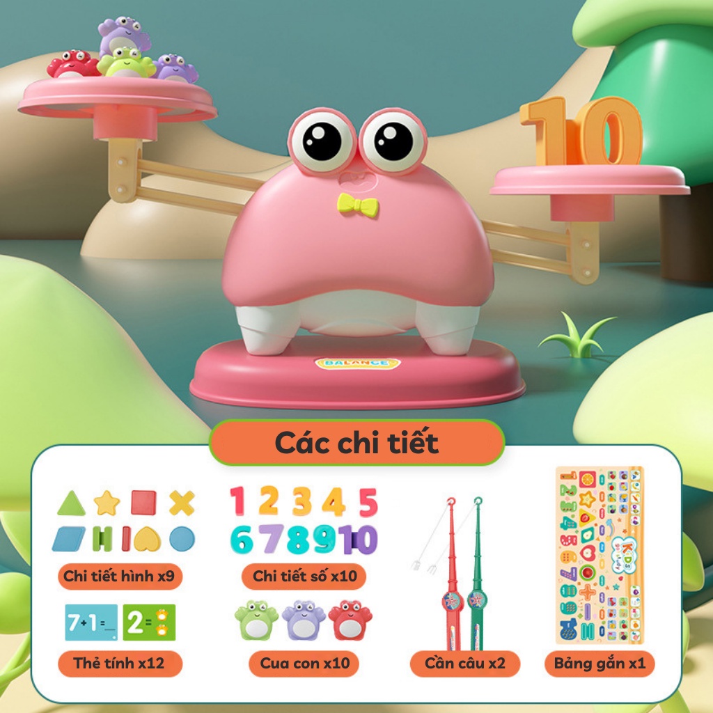 Đồ chơi cho bé gái bé trai PLAYKID cua cân bằng toán học phát triển trí tuệ cho bé PK025